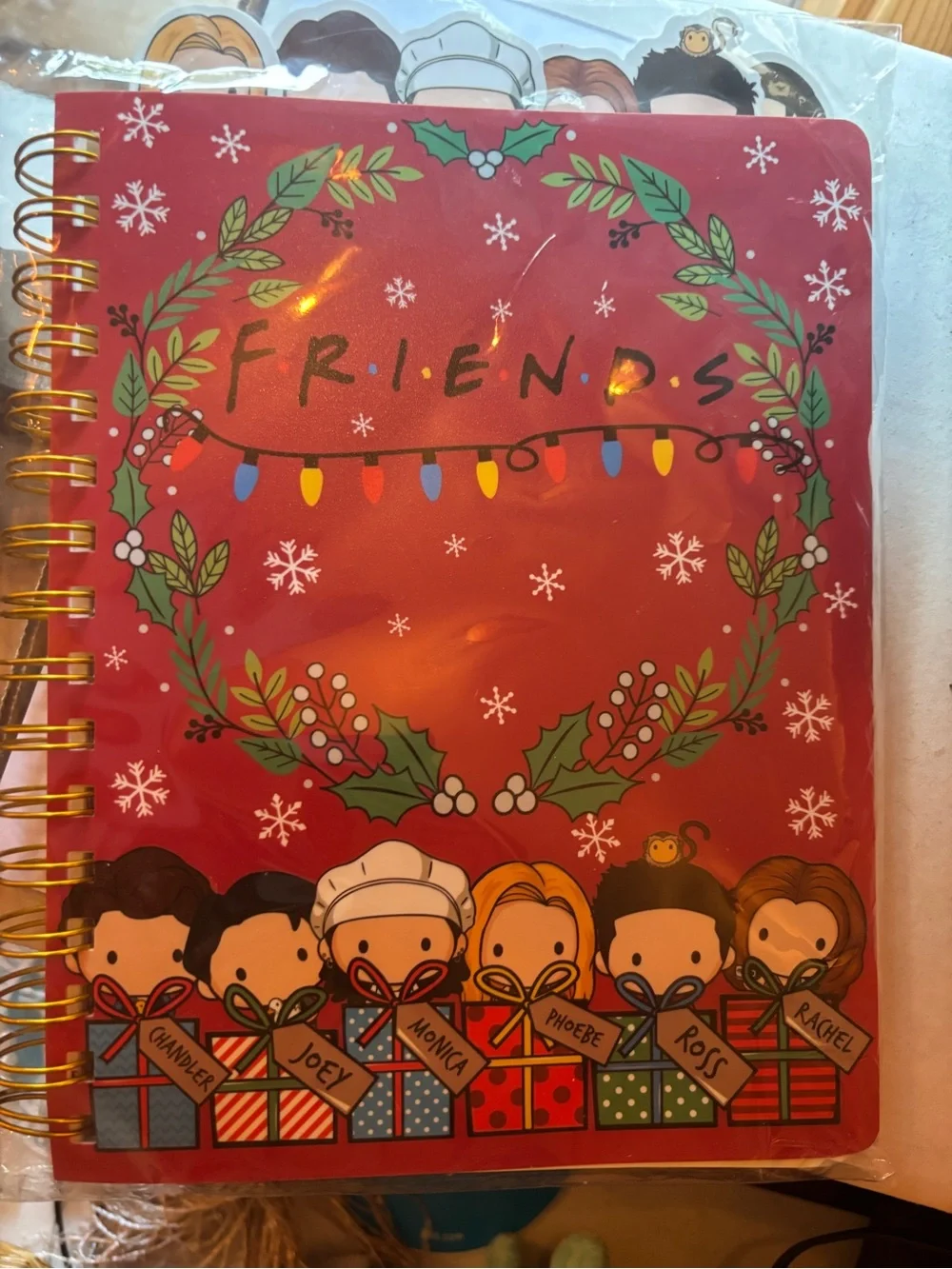 FRIENDS Red Holiday Spiral Notebook with Character Gift Art